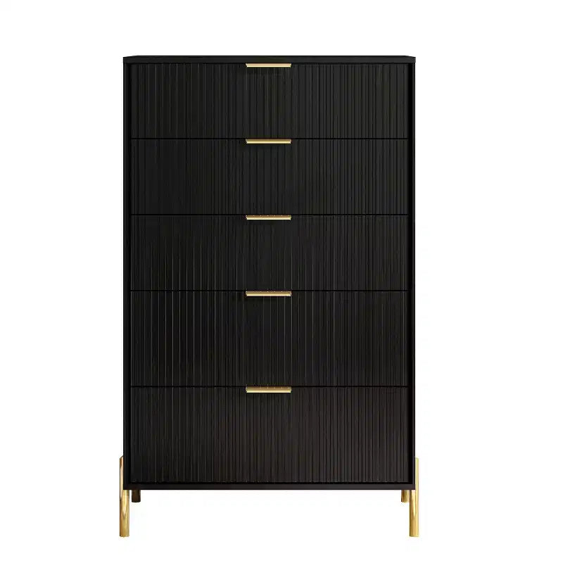 Comò moderno ed elegante a 4 pezzi per camera da letto con cassettiera a 6 cassetti e comodini a 2 cassetti