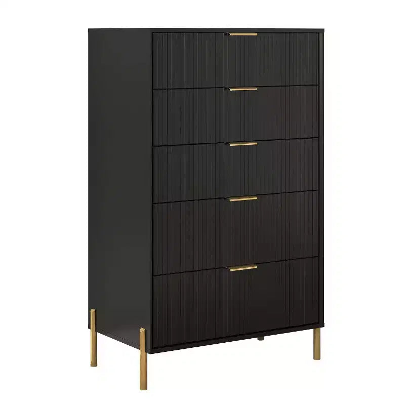 Comò moderno ed elegante a 4 pezzi per camera da letto con cassettiera a 6 cassetti e comodini a 2 cassetti