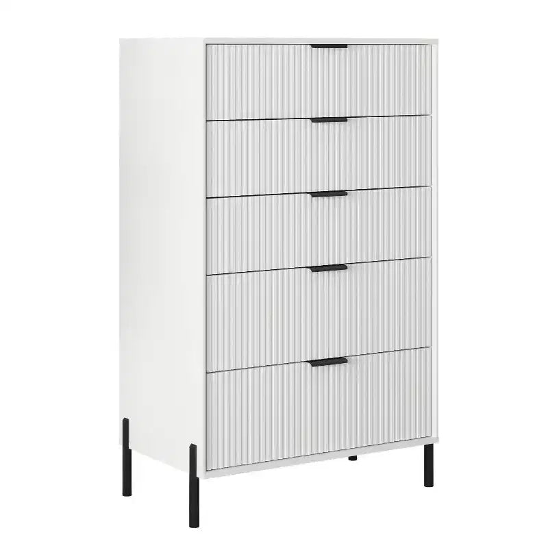 Comò moderno ed elegante a 4 pezzi per camera da letto con cassettiera a 6 cassetti e comodini a 2 cassetti