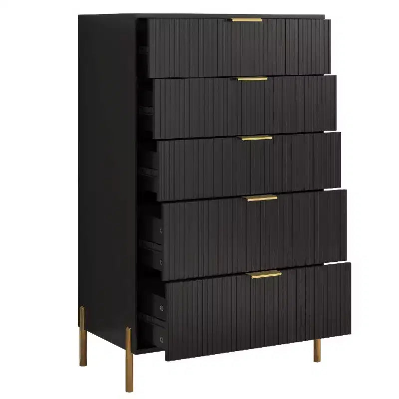 Comò moderno ed elegante a 4 pezzi per camera da letto con cassettiera a 6 cassetti e comodini a 2 cassetti