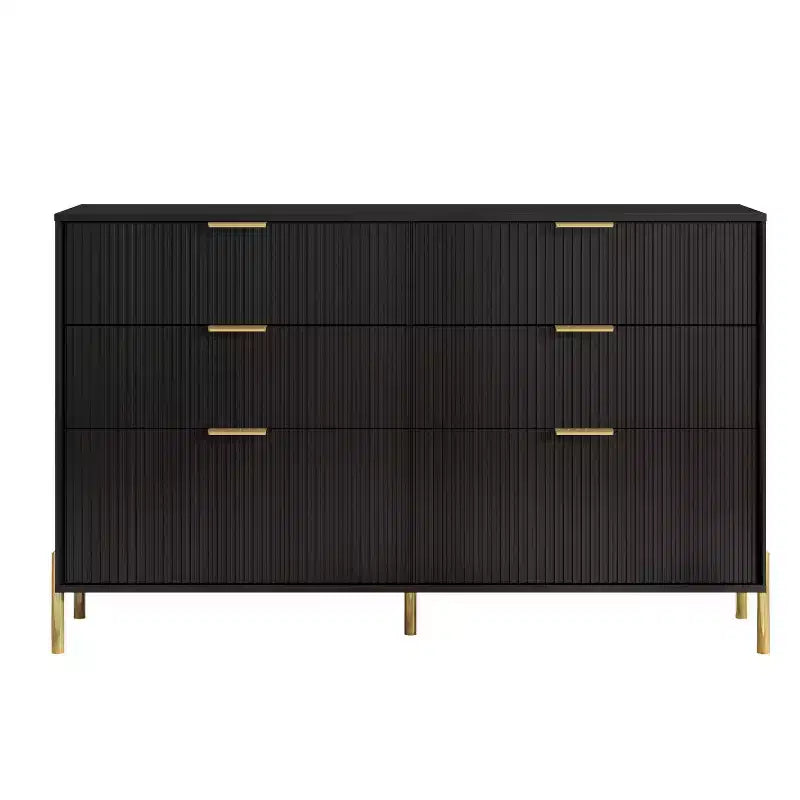 Comò moderno ed elegante a 4 pezzi per camera da letto con cassettiera a 6 cassetti e comodini a 2 cassetti